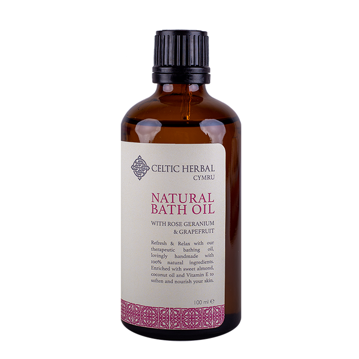 Natural Bath Oil with Rose Geranium & Grapefruit 100ml Celtic